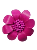 Broche cuir - Broche en cuir rose fushia