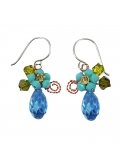 Boucles d'oreilles fantaisie en cristal bleu
