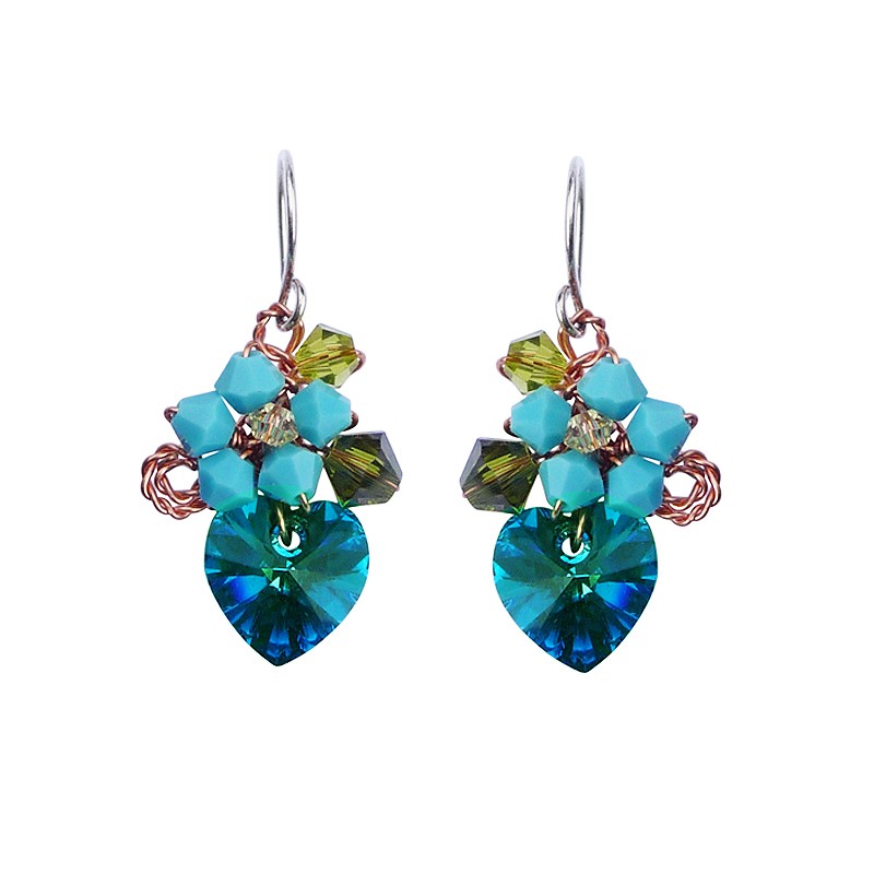 Infini Amour Cœur Boucles D'Oreilles Femme Argent, Boucle D'Oreille Femme Avec Cristaux De