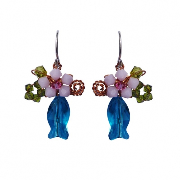 Bijou boucles poisson en cristal