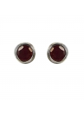 Boucles d'oreilles clous rond argent et grenat