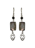 Boucles d'oreilles nacre grise-argent