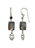 Boucles d'oreilles nacre grise-argent-avec breloques