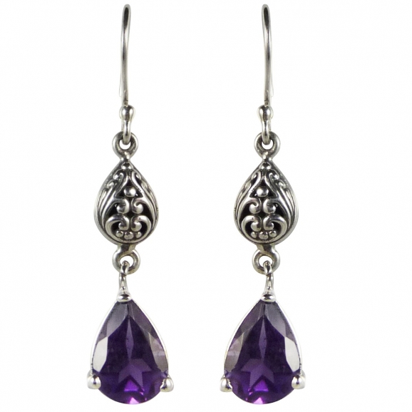 Boucles d'oreilles améthyste orientale fine