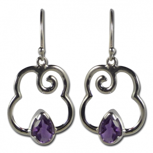 Boucles d'oreilles améthyste originales et fines