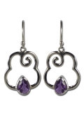 Boucles d'oreilles améthyste originales et fines