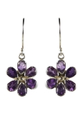 Boucle d'oreille argent et améthyste fleur