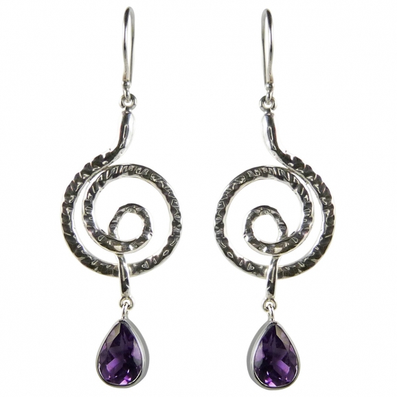 Boucles d'oreilles argent et améthyste