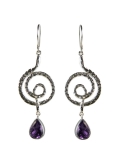 Boucles d'oreilles argent et améthyste