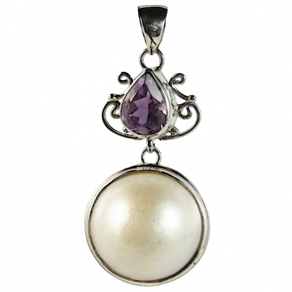 Pendentif perle et améthyste chic reflets de bijoux