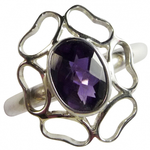 Bague améthyste violette forme fleur