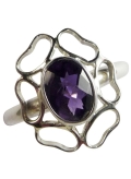 Bague améthyste violette forme fleur