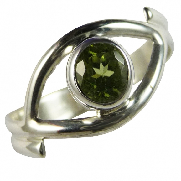 Bague peridot argent forme oeil