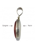 Pendentif nacre reversible gorgone rouge et argent